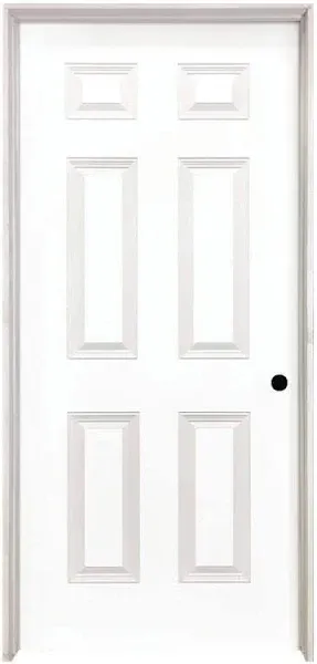 Masonite 80 in. 6-Panel Solid-Core Textured Primed Composite Single Prehung Interior Door