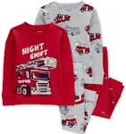 Carter's Toddler Boys 4-Piece Firetruck 100% Snug Fit Cotton Pajamas 4T Red