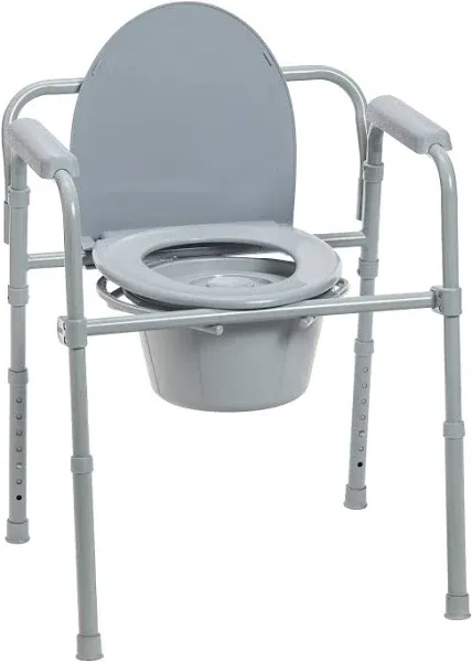 Drive Medical Bedside Commode Supports up to 350-Lbs Folding Steel