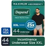 Depend Maximum Underwear for Men, XX-Large - 44/Case