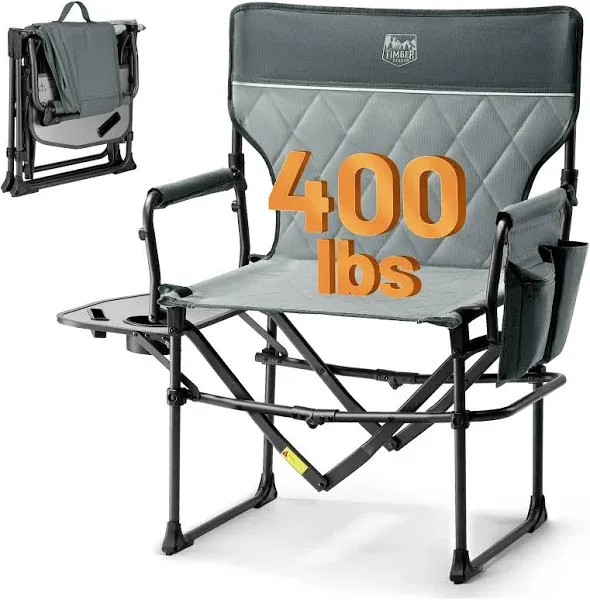 Heavy Duty Camping Chair with Compact Size, Portable Directors Chair with Sid...