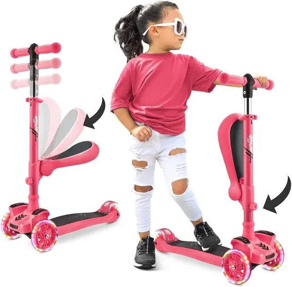 3-Wheeled Scooter for Kids - Wheel LED Lights, Adjustable Lean-To-Steer Handleba