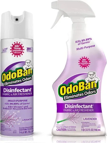 Odoban Ready-to-Use Disinfectant and Harsh Aroma Eliminator, Set of 2, 14.6 Ounce 360-Degree Continuous Spray Fabric/Air Freshener and