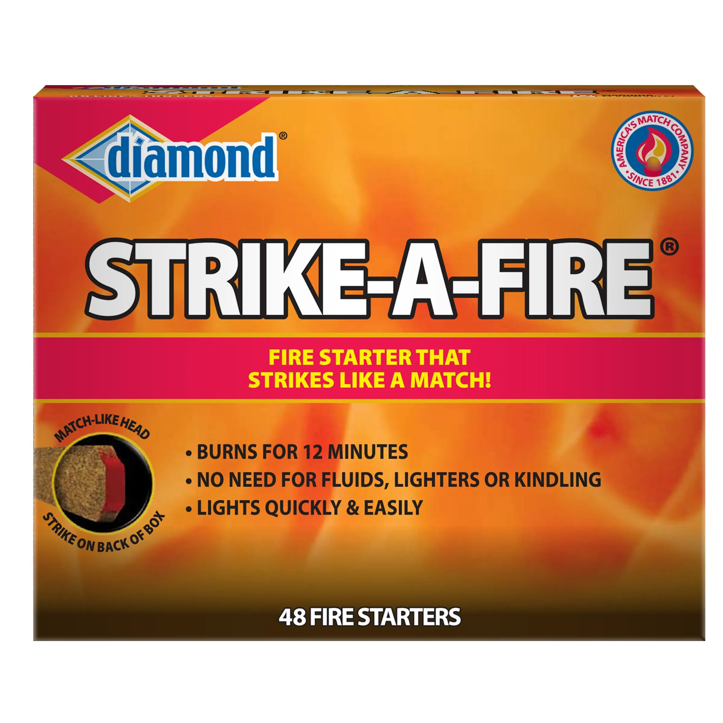 Strike-A-Fire Fire Starters, 48 Count per Pack, Strikes like a Match To