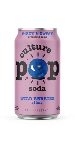 Culture Pop Soda Sparkling Probiotic Drink, Vegan Soda for Gut Health, Non-GMO, GF, No Added Sugar, 12 Pack, 12 Fl Oz Cans, Wild Berries