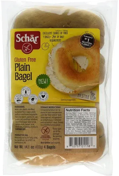 Schar Bagels, Gluten Free, New York Style, Plain, Pre-Sliced - 14.1 oz