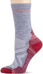 NWT Smartwool Women&#039;s Hike Light Gray &amp; Red Light Cushion Crew Height Socks Sz L