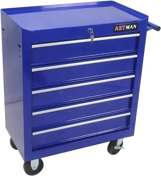 5 Large Drawers Tool Cart on Wheels,Rolling Tool Chest Tool Storage,Drawers Rolling Tool Trolley Organizer Tool Case for Garage, Warehouse, Workshop, Repair Shop (5 Large Drawers-29.3" H-Blue)