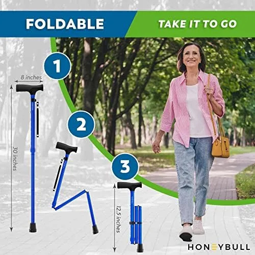 Walking Cane for Men &amp; Women - Foldable, Adjustable, Collapsible, Free Standi...