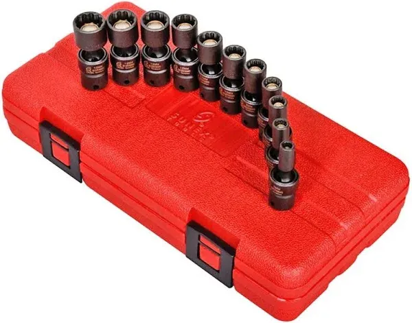 Sunex® 1825 - 1/4&quot; Drive Metric 12-Point Standard Magnetic Impact U-Joint Set (11 Pieces)