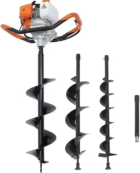 Post Hole Digger, 52cc 2 Stroke Gas Powered Post Hole Earth Auger Bit Borer Fence Ground Drill Garden Tools Planting Machine with 4'' 6'' 8'' Bits (US Shipping)