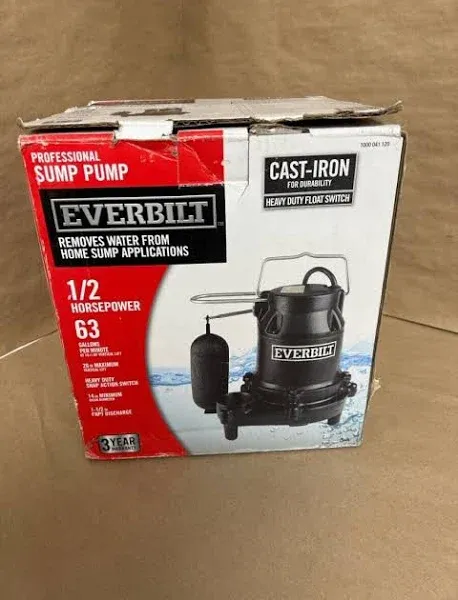 Everbilt 1/2 HP Cast Iron Submersible Sump Pump HDS50