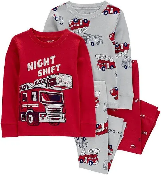 Carter's Toddler Boys 4-Piece Firetruck 100% Snug Fit Cotton Pajamas