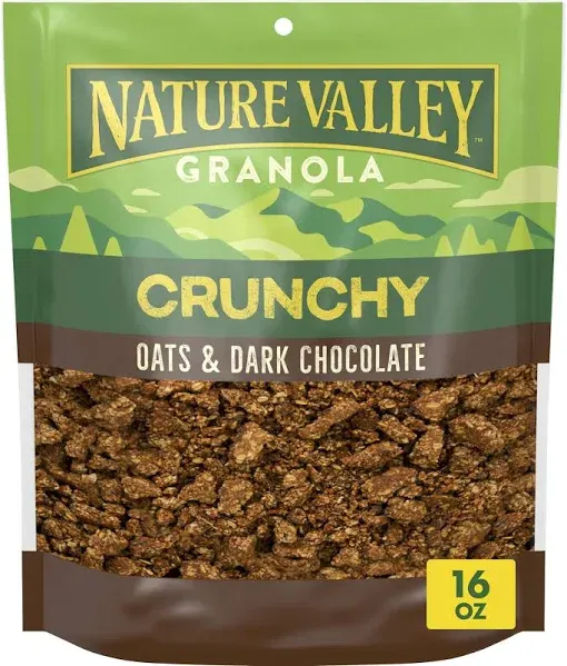 Crunchy Granola, Oats and Dark Chocolate, Resealable Bag, 16 OZ