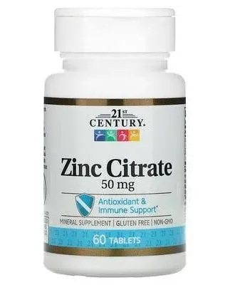 21st Century HealthCare Zinc Citrate Tablets 50mg, 60 Count