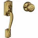 Schlage FE285CAM609GEO Camelot Lower Handleset with Georgian Knob Antique Brass