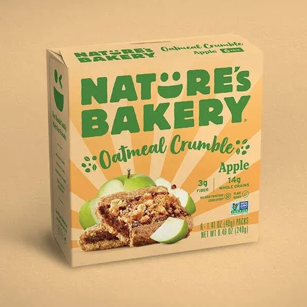 Nature's Bakery Oatmeal Crumble Bars, Apple, Real Fruit, Vegan, Non-GMO, Breakfast Bar, 1 Box With 12 Twin Packs (12 Twin Packs)