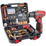 DD Dedeo Tool Set with Drill, 108pcs Cordless Drill Household Power Tools Set with 16.8v Lithium Driver Claw Hammer Wrenches Pliers DIY Accessories