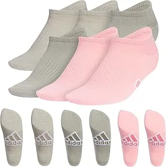 adidas womens Classic Superlite Low-profile No Show Socks (6-pair) With Arch Compression for Non-slip Fit and Breathable