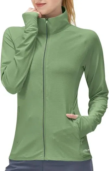 Women's UPF 50+ UV Sun Protection Clothing Long Sleeve Athletic Hiking Shirts Lightweight SPF Zip Up Outdoor Jacket