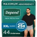 Fresh Protection Adult Incontinence Underwear For Men Maximum XXL Grey 44Ct