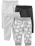 Simple Joys by Carter's Baby 4-Pack Neutral Fleece Pants, Animal Print/Grey, 0-3 Months