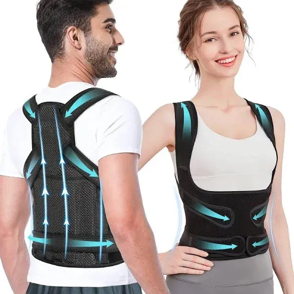 Fit Geno Back Brace Posture Corrector for Women Men Shoulder Straightener M ~NEW