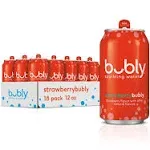 bubly Sparkling Water Strawberry 12 fl oz Cans 18 Pack