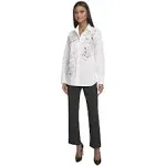 Karl Lagerfeld Paris Women's Sketch-Graphic Poplin Shirt - White - XS