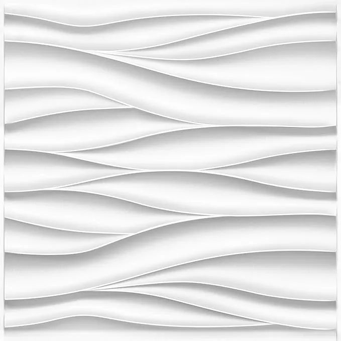 STICKGOO Wave Wall Panels for Interior Wall Decor, White 3D Wall Panels Accent Wall, Paintable 3D Wall Decor Covering Panels for Living Room Bedroom, Pack of 12 Tiles