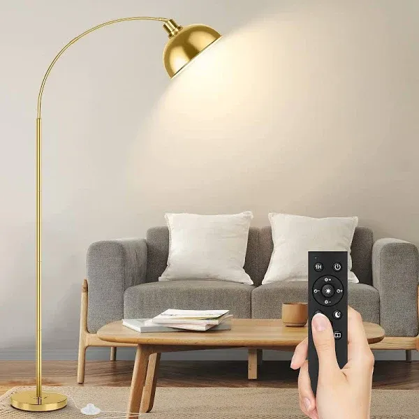 Arc Floor Lamps for Living Room, Modern Tall Standing Lamp Remote Black