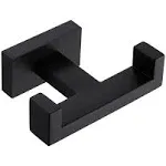 1Pc Nordic Wall-Mounted Double Robe Hook Living Room Bathroom Stainless Steel Towel Coat Hanger (Color : Black)