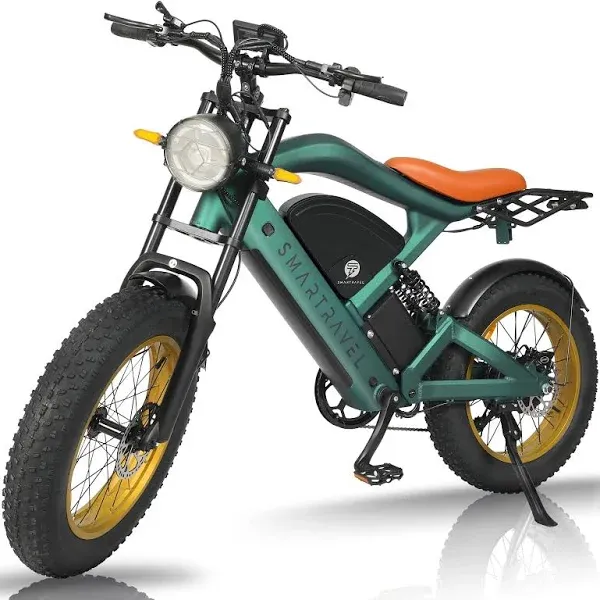 Electric Bike GPS Smart App Control 1200W Brushless Motor 48V 20AH Removable Battery Ebike for Adults 32MPH 30 Miles Range Electric Bicycle 7-Speed 20” Fat Tire ST202 Electric Dirt Bike with Headlight