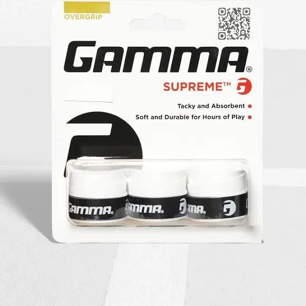 GAMMA Supreme Tennis Overgrip  3 Per Pack Black White