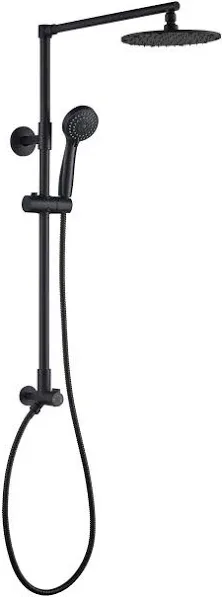 Polaris 3 Rain Shower Set, Handheld Shower, Vertical Extension Pipe, Matte Black