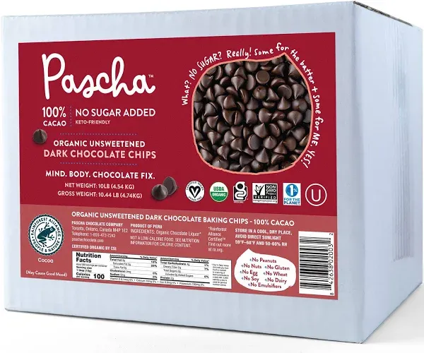 (6 Pack)Pascha Chocolate Chips Dark Unsweetened, 8.8 oz.