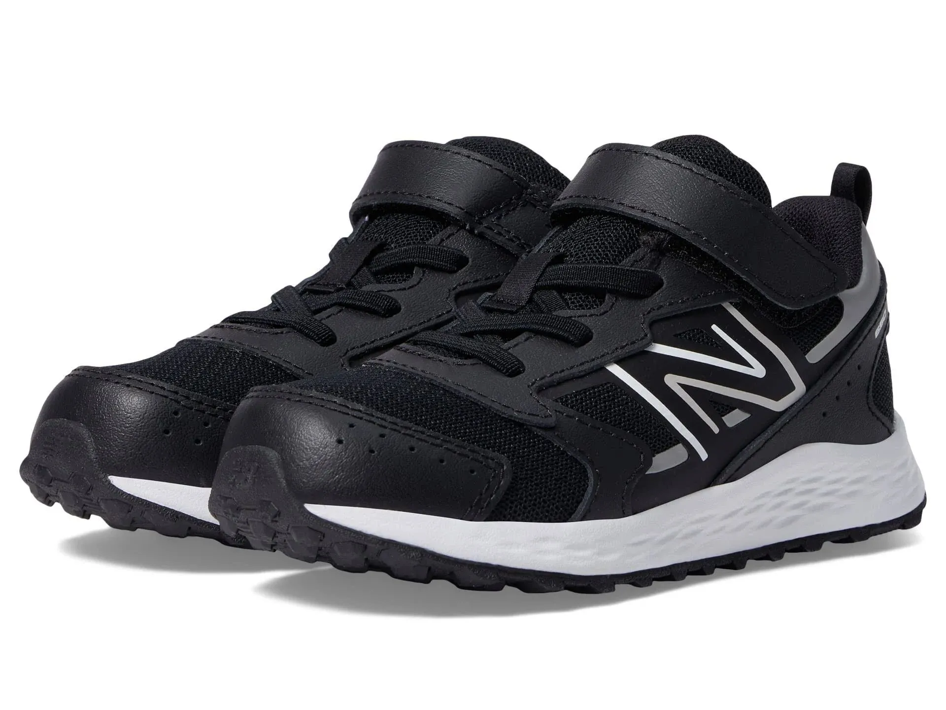 New Balance Kids Fresh Foam 650 Bungee Lace with Top Strap Black/Metallic Silver/White 7.5