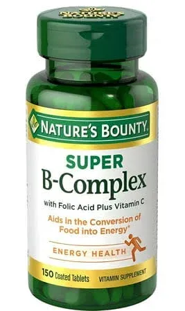 Nature's Bounty Super B Complex with Folic Acid Plus Vitamin C 150 Tablets