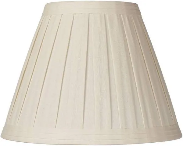 Springcrest Creme Linen Medium Box Pleat Lamp Shade 7" Top x 14" Bottom x 11" High (Spider) Replacement with Harp and Finial