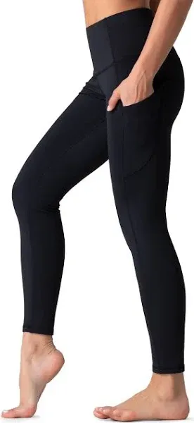 Dragon Fit High Waist Yoga Leggings with 3 Pockets,Tummy Medium, Dark Black 