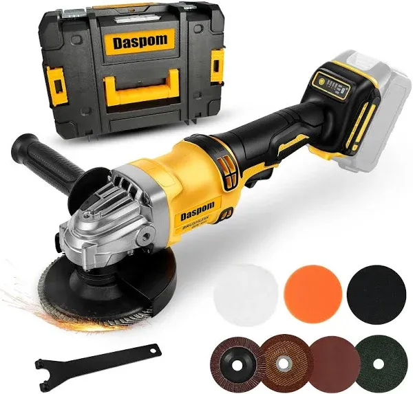 Angle Grinder Cordless Compatible with DeWalt Battery(No Battery), with 4-1/2" 7 in 1 Angle Grinder Attachments, Angle Grinder Tool, 11000 RPM Brushless Motor for Cutting, Griding, Polishing, etc.