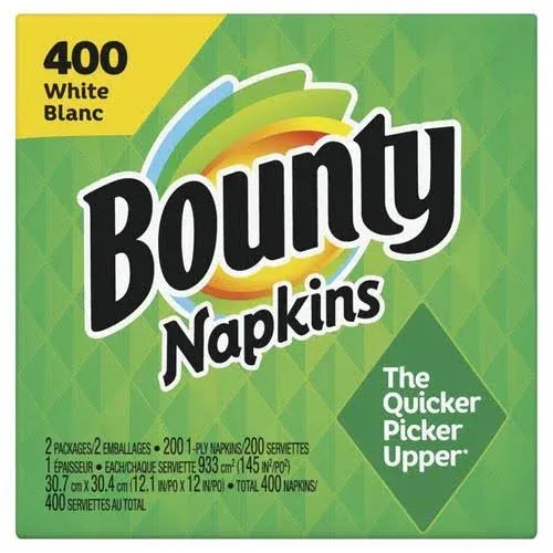 Bounty Quilted Lunch Napkin, 1-Ply, White, 400 Napkins/Pack (06356)