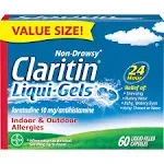 Claritin Loratadine, Non-Drowsy, 10 mg, Liqui-Gels, Value Size - 60 liquid-filled capsules