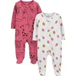 Simple Joys by Carter's Baby Girls' 2-Way Zip Thermal Footed Sleep and Play, Pack of 2