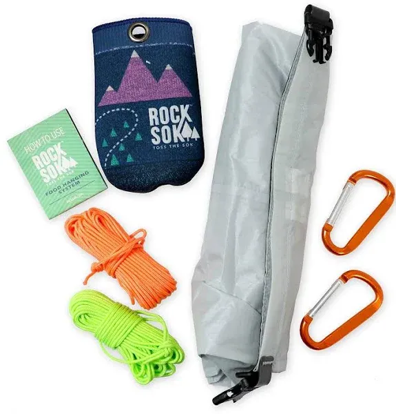 Ultralight Bear Bag Food Hanging System for Camping & Hiking - Waterproof Food Bag with Easy 2-to-1 Pulley, Paracord Ropes, Rock Sok, Carabiners & Instructions