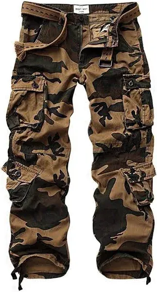 Men's BDU Casual Military Pants, Tactical Wild Army Combat ACU Rip Stop Camo Cargo Work Pants Trousers with 8 Pockets