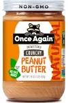 Once Again Old Fashioned Natural Peanut Butter, Unsweetened & Salt Free, Crunchy - 16 oz