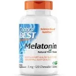 Doctor's Best Melatonin, Helps Promote Healthy Sleep, Jet-Lag, Brain Health & Cognitive Function, Non-GMO, Vegan, Gluten Free, 5 Mg, 120 Chewable Tablets