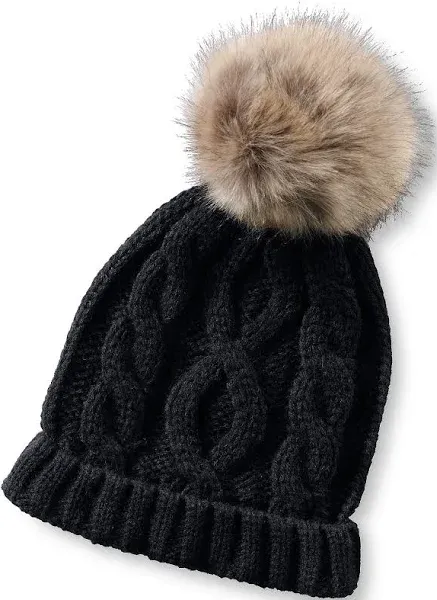 Lands' End Girls Faux Fur Pom Hat