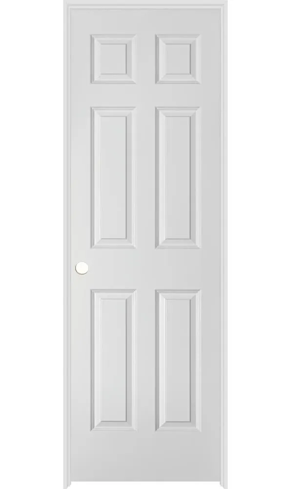 Masonite 80 in. 1.375 in. Primed 6-Panel Hollow Core Composite Slab Interior Door